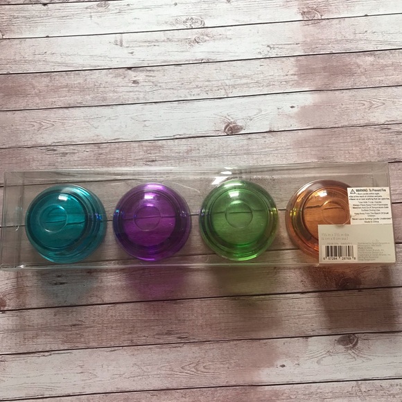 Set of 4 colorful glass tealight holders - Picture 4 of 5
